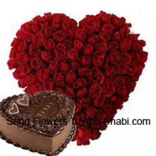 100 Red Roses with 1 Kg Chocolate Cake