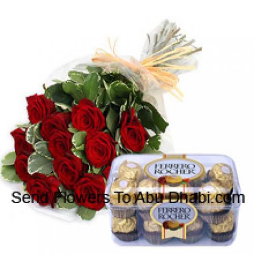 16 Pcs Ferrero Rochers cu 12 trandafiri roșii frumoși