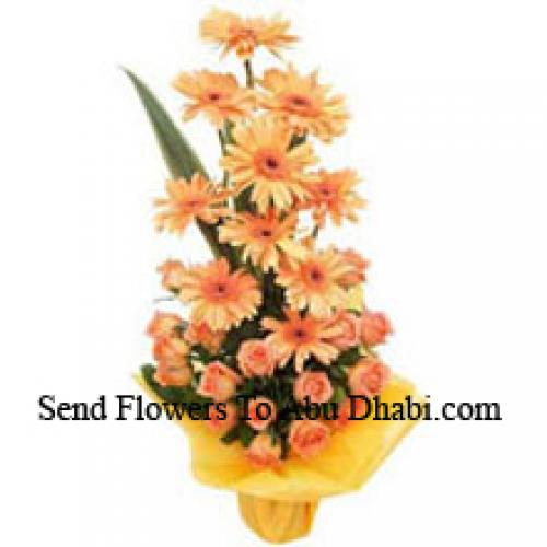 Orange Roses and Gerberas Big Basket