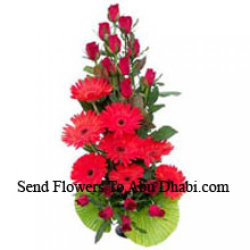 Radiant Red Roses and Gerberas