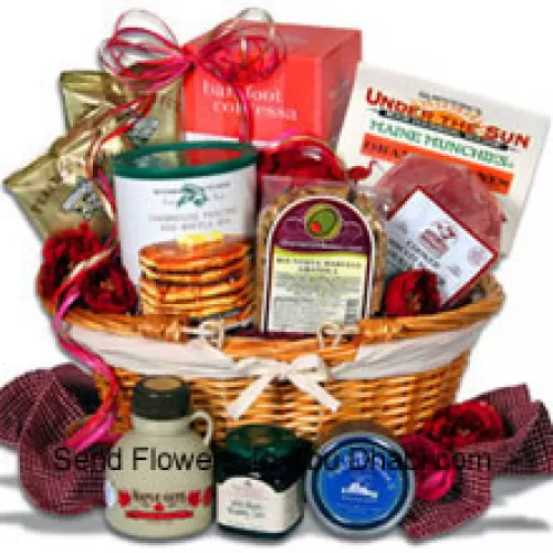 Nothing says, “I love you” like breakfast in bed and this new addition to our outstanding line of Valentines Day Gift Baskets is guaranteed to impress! Get the day started on the right foot, or help savor the night before by making an easy, delicious gourmet breakfast in just a few minutes with this thoughtful and romantic Valentines Day Gift. They'll wake up to the aroma of fluffy pancakes, fresh country ham, authentic maple syrup, blueberry jam and much more! (Please Note That We Reserve The Right To Substitute Any Product With A Suitable Product Of Equal Value In Case Of Non-Availability Of A Certain Product)