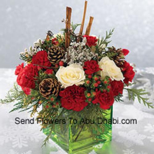 Assorted Flowers in Cube Vase